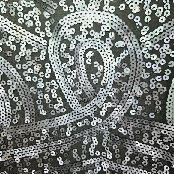 BCBGMaxAzria Silver Grey 100% Silk Sequin Sparkle Party Cocktail Slip Dress 12 - Picture 10 of 16